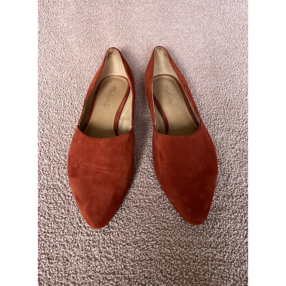 Madewell Lizbeth Red Rust Suede Pointed Toe Flats Size 9